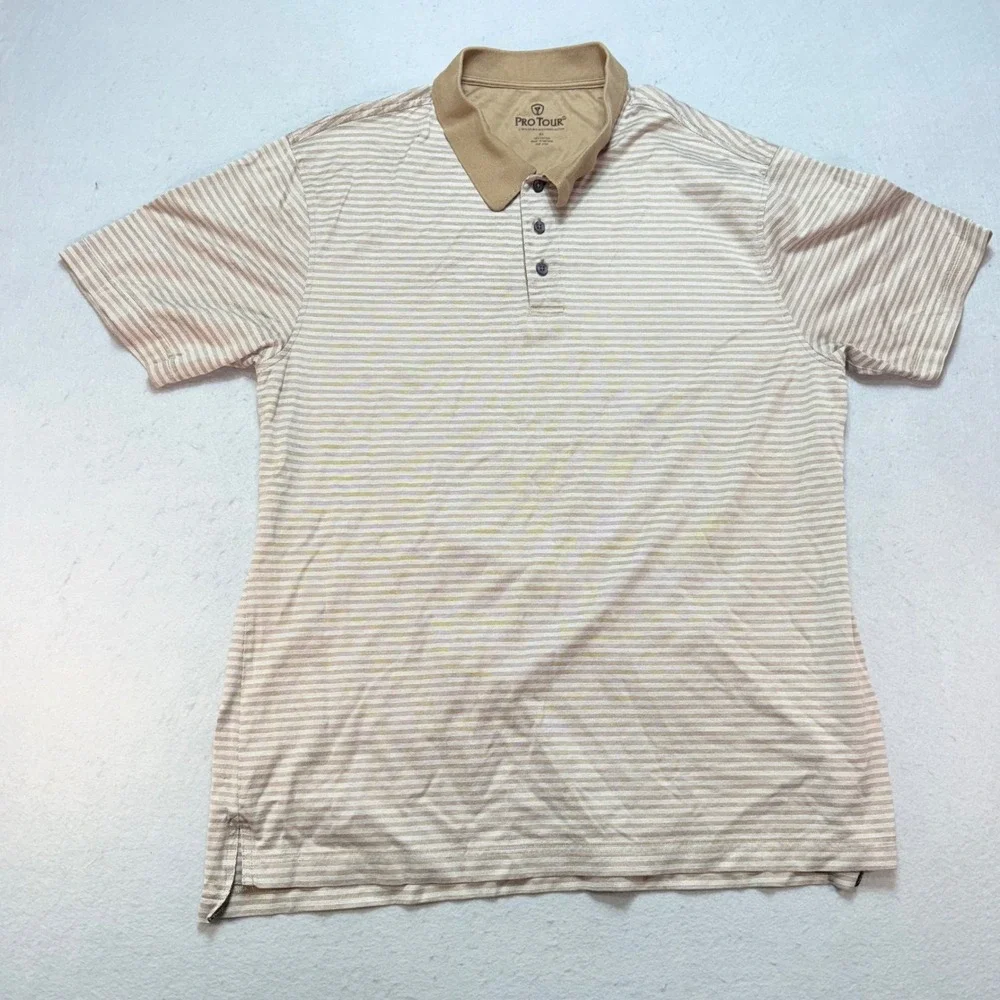 Pro tour double mercerized cotton golf polo striped XL-excellent condition sport - Picture 6 of 8